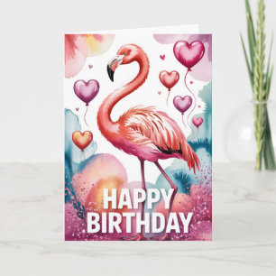 Vacker Rosa Flamingo FödelsedagsKort Kort
