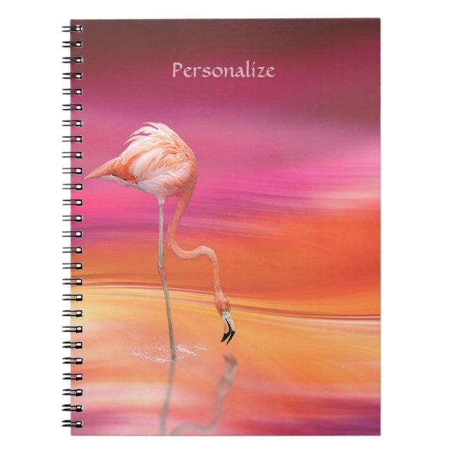 Vacker Rosa Flamingo Surreal Färg personalize Anteckningsbok (Framsidan)