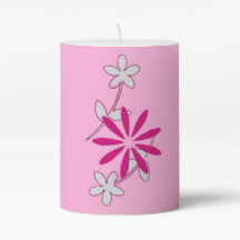 Vacker Rosa Flower Blommigt 4Ann Pillar Candle