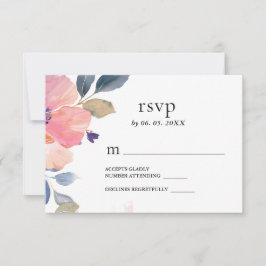 Vacker Rosa Flower Blommigt Watercolor Bröllop OSA Kort