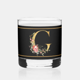 Vacker Rosa Flower Decorated Guld Monogram G