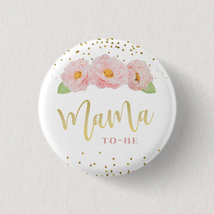 Vacker Rosa Flowers Guld Accent Mamma att vara Knapp