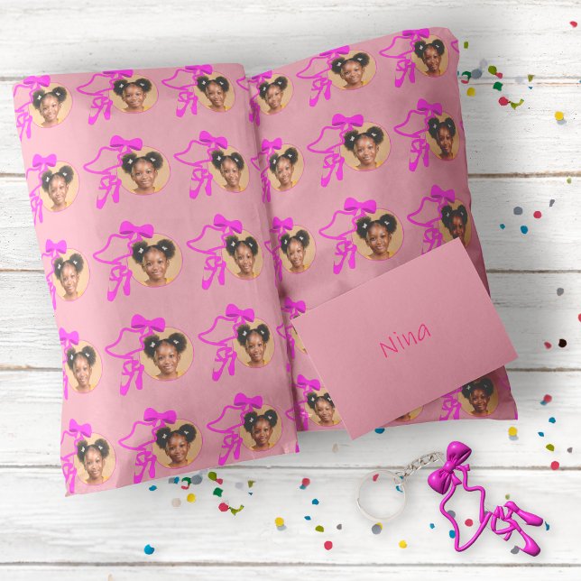 Vacker Rosa Foto Ballerina Balettskor Födelsedag Presentpapper (Wrapping Paper - Ballet Dark Pink)