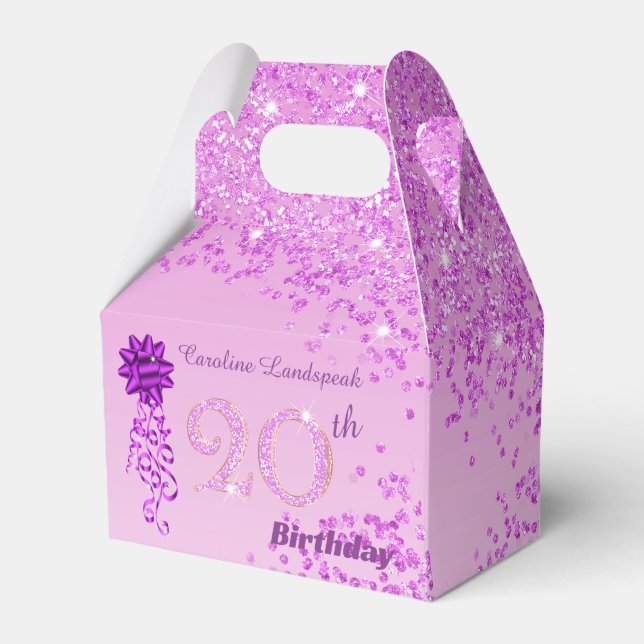 Vacker rosa glitterband 20-årsdag presentaskar (Framsidan Sidan)