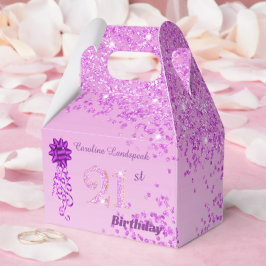 Vacker rosa glitterband 21-årsdag presentaskar