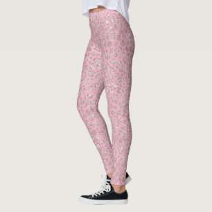 Vacker Rosa Glittrig Glitter Gnistrande Leopard Leggings