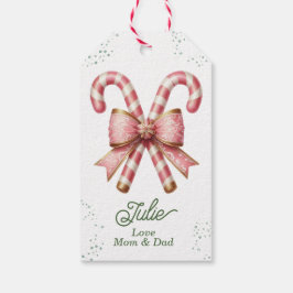 Vacker Rosa Godisstav God Jul Presentetikett