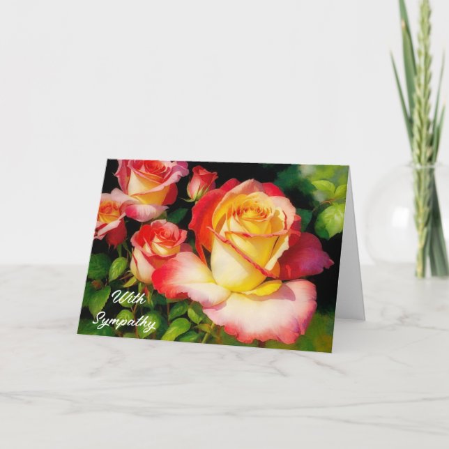 Vacker Rosa Gul ros Blom Sympathy Card Kort (Framsida)