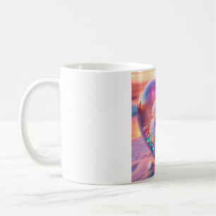Vacker Rosa Hibiskus Hjärt Glas Pärl Kaffe M Kaffemugg