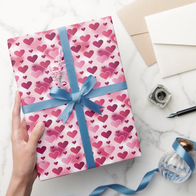 Vacker Rosa Hjärtan Mönster Presentpapper (Gifting)