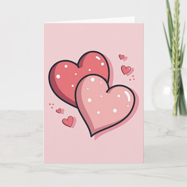 Vacker Rosa Hjärtans Dag-kort Kort (Framsida)