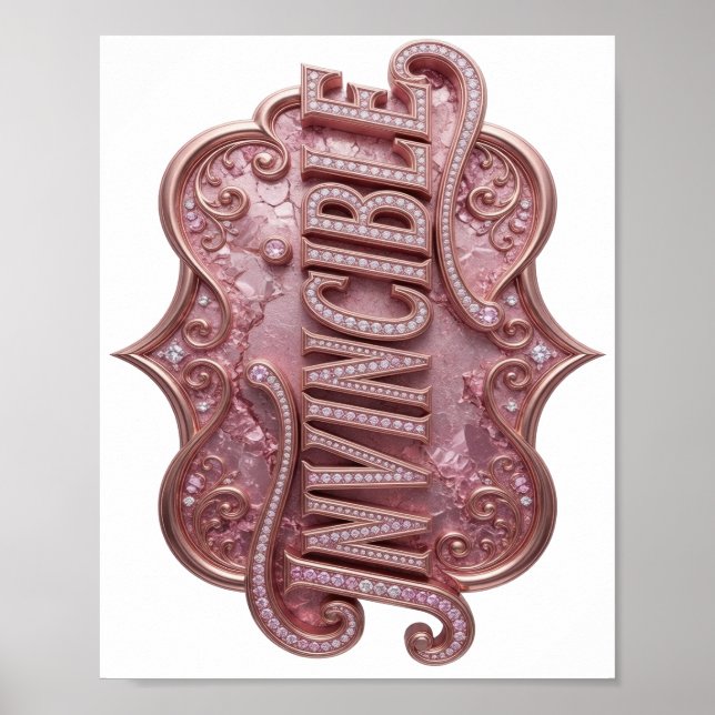 Vacker rosa INVINCIBLE djärv design Poster (Framsidan)