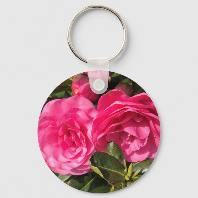 Vacker rosa kamelia nyckelring (Framsida)