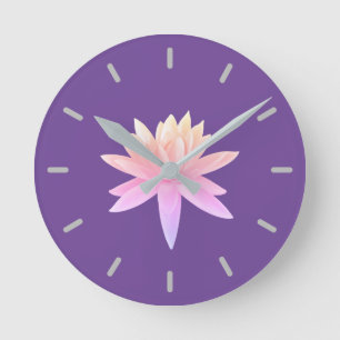 Vacker Rosa Lila Gradient Lily Lotus Art Rund Klocka