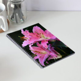 Vacker Rosa Lilja Blommar Blommor Anteckningsbok