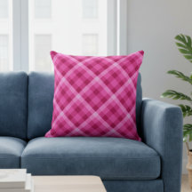 Vacker rosa magenta rutig stor kastkudde