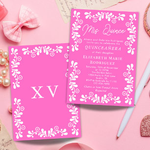 Vacker Rosa Mexikansk Fiesta Talavera Quinceanera Inbjudningar