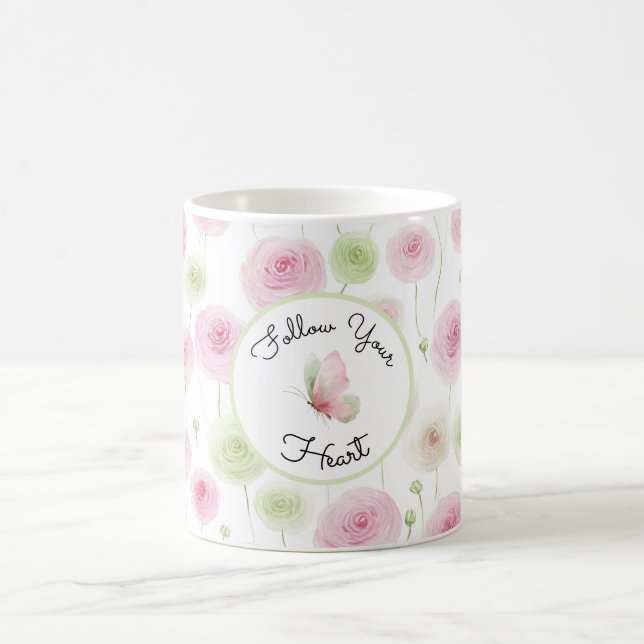 Vacker Rosa Mint Ranunculus   Kaffemugg (Center)