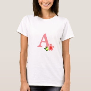 Vacker rosa monogram med blomma t shirt