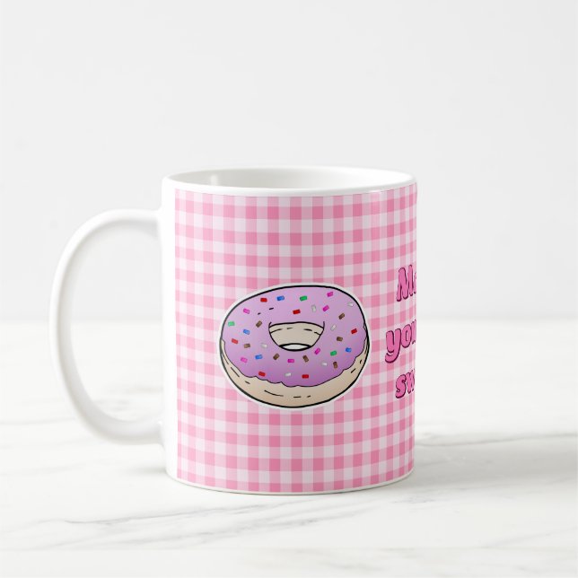 Vacker rosa munk kaffemugg (Vänster)