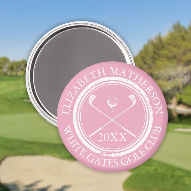 Vacker rosa namn och klubbnamnsdatum magnet (Pretty Pink Name And Club Name Date Magnet)