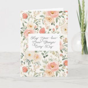 Vacker Rosa Nyans Rosa Blommig Bröllopspar Kort