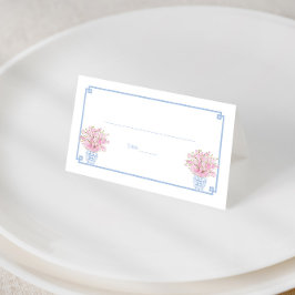 Vacker Rosa Och Blå Chinoiserie Övningsmiddag Placeringskort