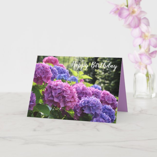 Vacker Rosa och blå Hydrangea Flowers Kort (Orkide)