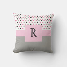 Vacker Rosa och Grått Monogram Polkadots