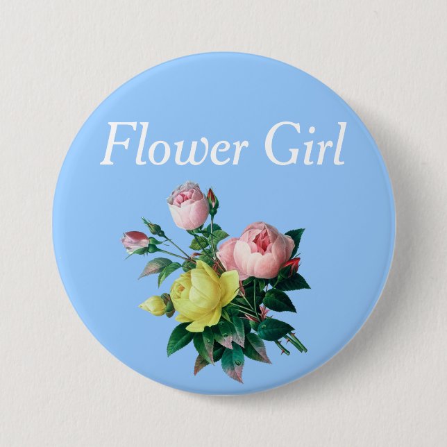 vacker rosa och gul ros blommor blomma flicka knapp (Framsida)