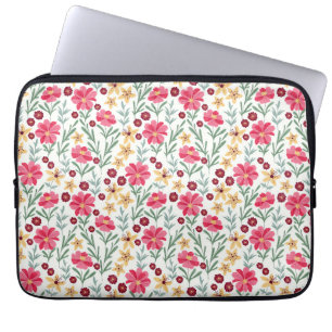 Vacker rosa och gul vintage blommig mönster laptop fodral