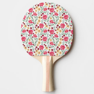 Vacker rosa och gul vintage blommig mönster pingisracket