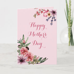Vacker rosa och lavendel morsdagskort kort