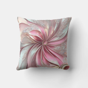 Vacker Rosa och Ro Flower Fractal Dekorativ kudde