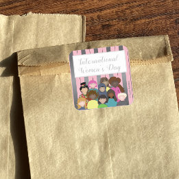 Vacker Rosa och Silver Internationella Kvinnodagen Fyrkantigt Klistermärke