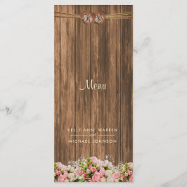 Vacker Rosa och Vit ros på Wood - Menu Meny