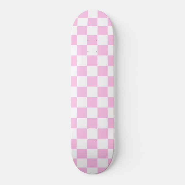 Vacker rosa och vit rutig skateboard bräda 20 cm (Framsida)