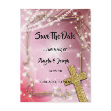 Vacker Rosa Pärl Kors Rädda Datum