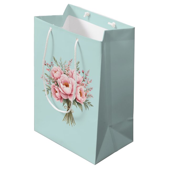 Vacker rosa peoniblombukett (Framsidan Vinklad)