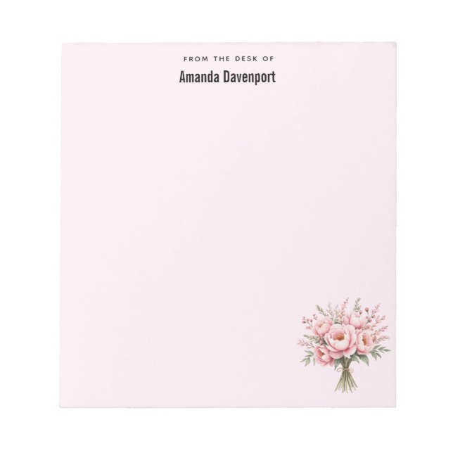 Vacker rosa peoniblommabukett anteckningsblock (Framsida)