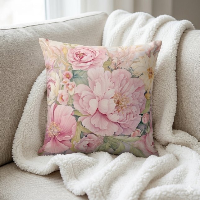 Vacker rosa peonies kastkudde kudde (Skapare uppladdad)
