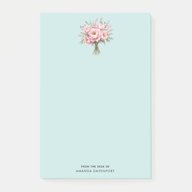 Vacker rosa peonyblomsterbukett post-it block (Framsida)