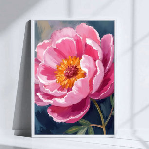 Vacker Rosa Pion Blommålning Akvarell Poster