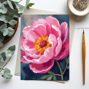 Vacker Rosa Pion Blommamålning Akvarell Vykort