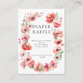 Vacker rosa poppy-baby shower blöjlotteri tilläggskort