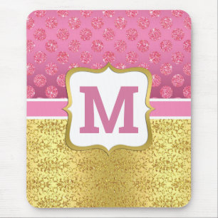 Vacker Rosa Prinsessa Glitterprickar & Guld Art De Musmatta