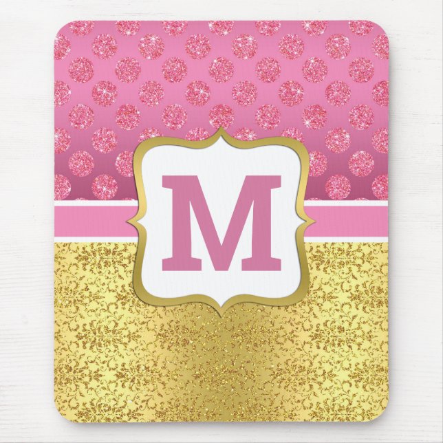 Vacker Rosa Prinsessa Glitterprickar & Guld Art De Musmatta (Framsidan)