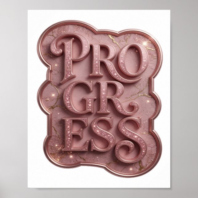 Vacker Rosa PROGRESS Textdesign Poster (Framsidan)