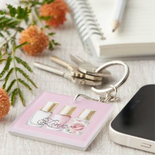 Vacker Rosa Röda Blommiga Nagellack