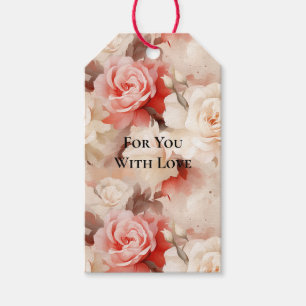 Vacker Rosa Röda Läppstift Kräm Blommig Presentetikett